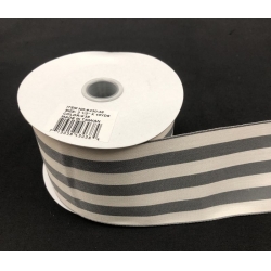 Stripe Ribbon Gray/Ivory 2.5" 10Y.